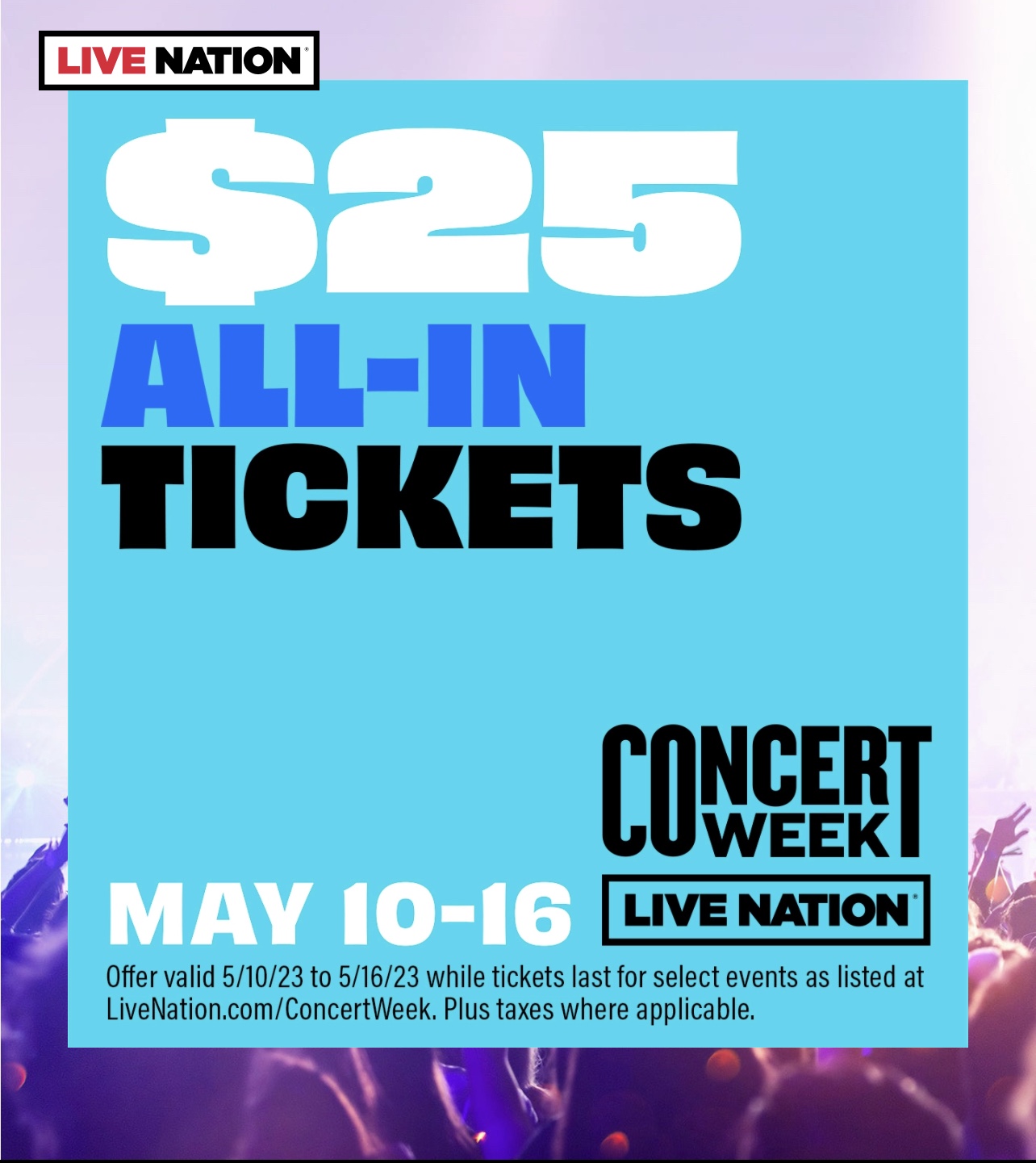 Live Nation returns with 25 tickets for Concert Week Loud & Heavy